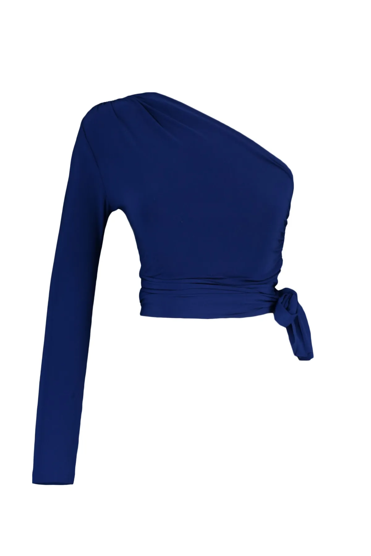 Trendyol Collection  Saks Slim Tie Detaillierte Single Sleeve Crop Stretchy Strickbluse TWOAW23BZ00094