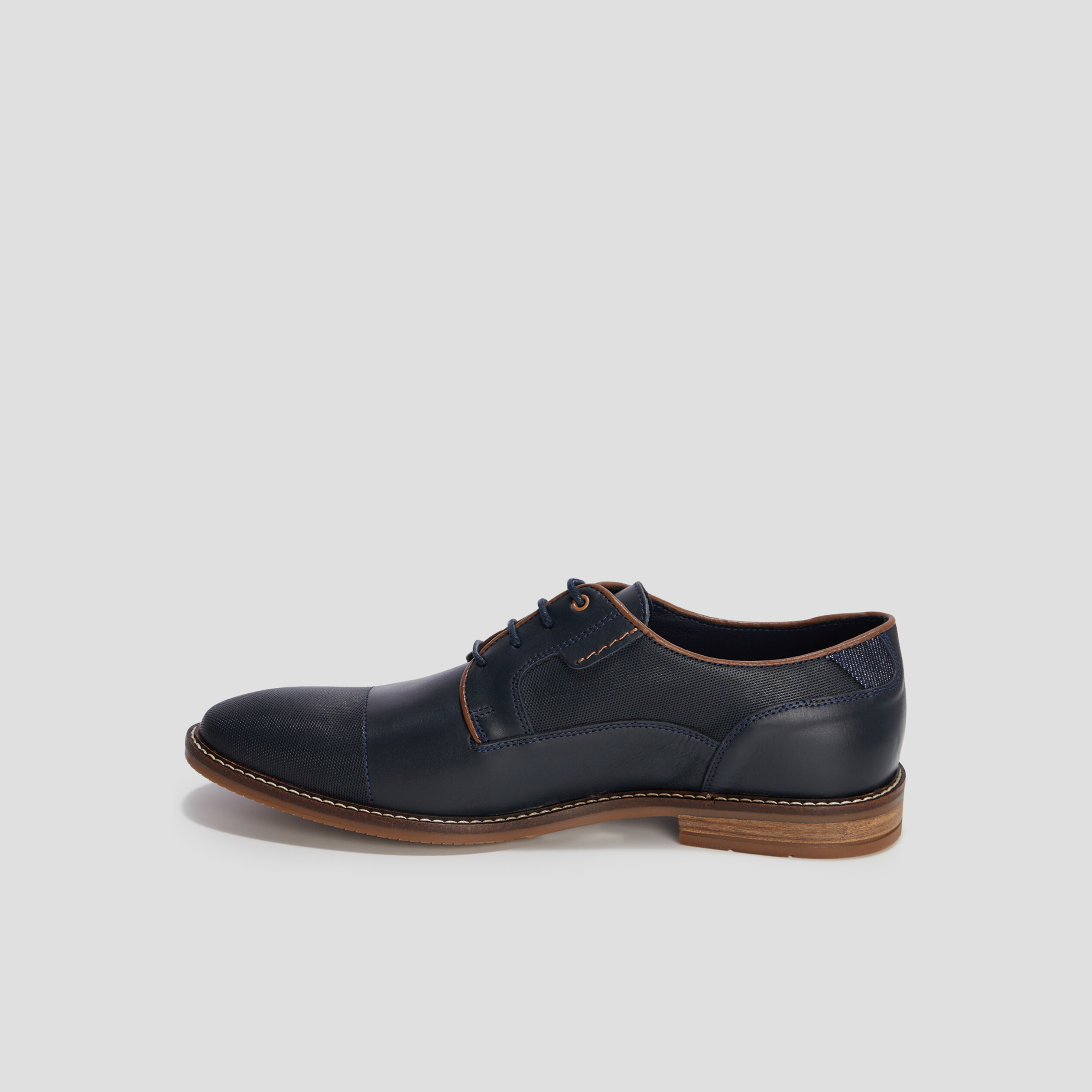 Derbies à lacets en cuir Creeks Davoul bleu marine homme | La Halle