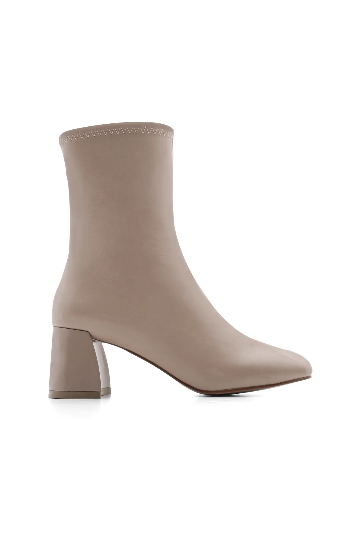 Marjin  Damenstiefel mit Absatz Blunt Toe Reißverschluss Nonas Beige
