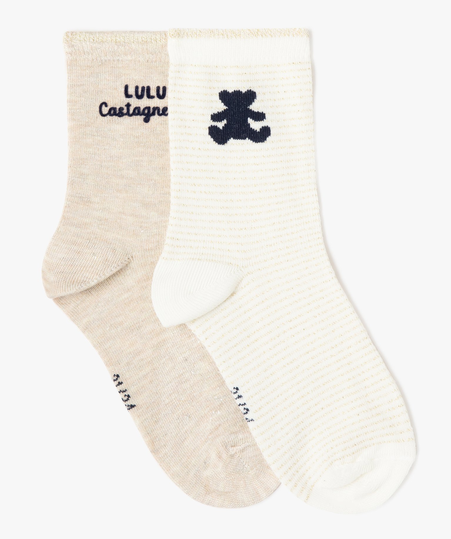 Chaussettes pailletées fille (lot de 2) - LuluCastagnette beige | GEMO