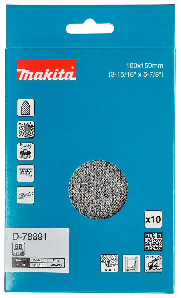Makita Zubehör D-78891 Delta Schleifgewebe 100x150mm A80 Klettverschluss