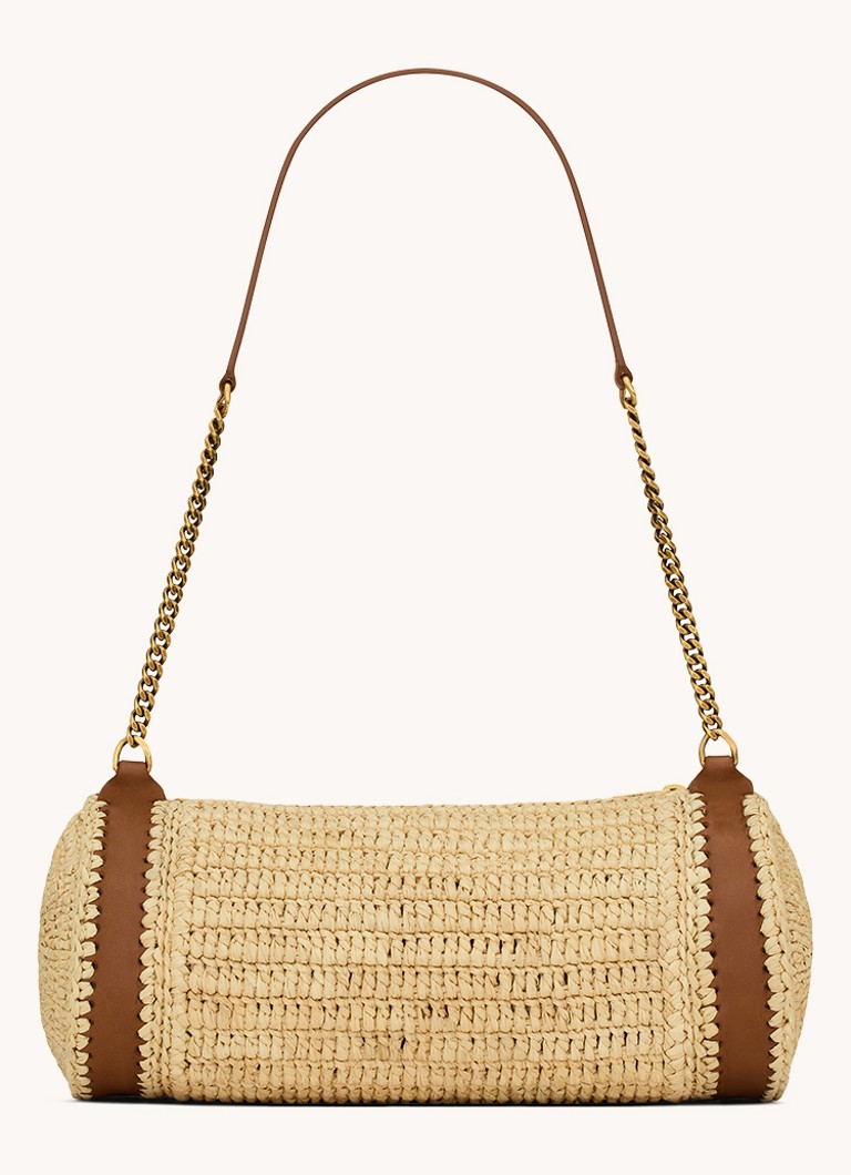 Saint Laurent Cassandre Μικρή τσάντα ώμου από raffia