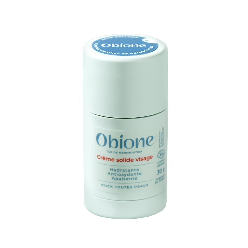 obione Crème solide Visage Bio en Stick - Jouret nuit - Toutes peaux Hydratante, antioxydante, apaisante -  Extrait de plantes marines de Noirmoutier