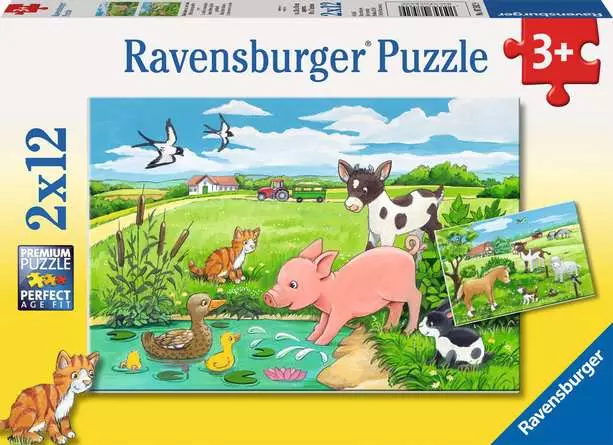 Kinderpuzzle ab 3 Jahren - Tierkinder auf dem Land - 12 Teile