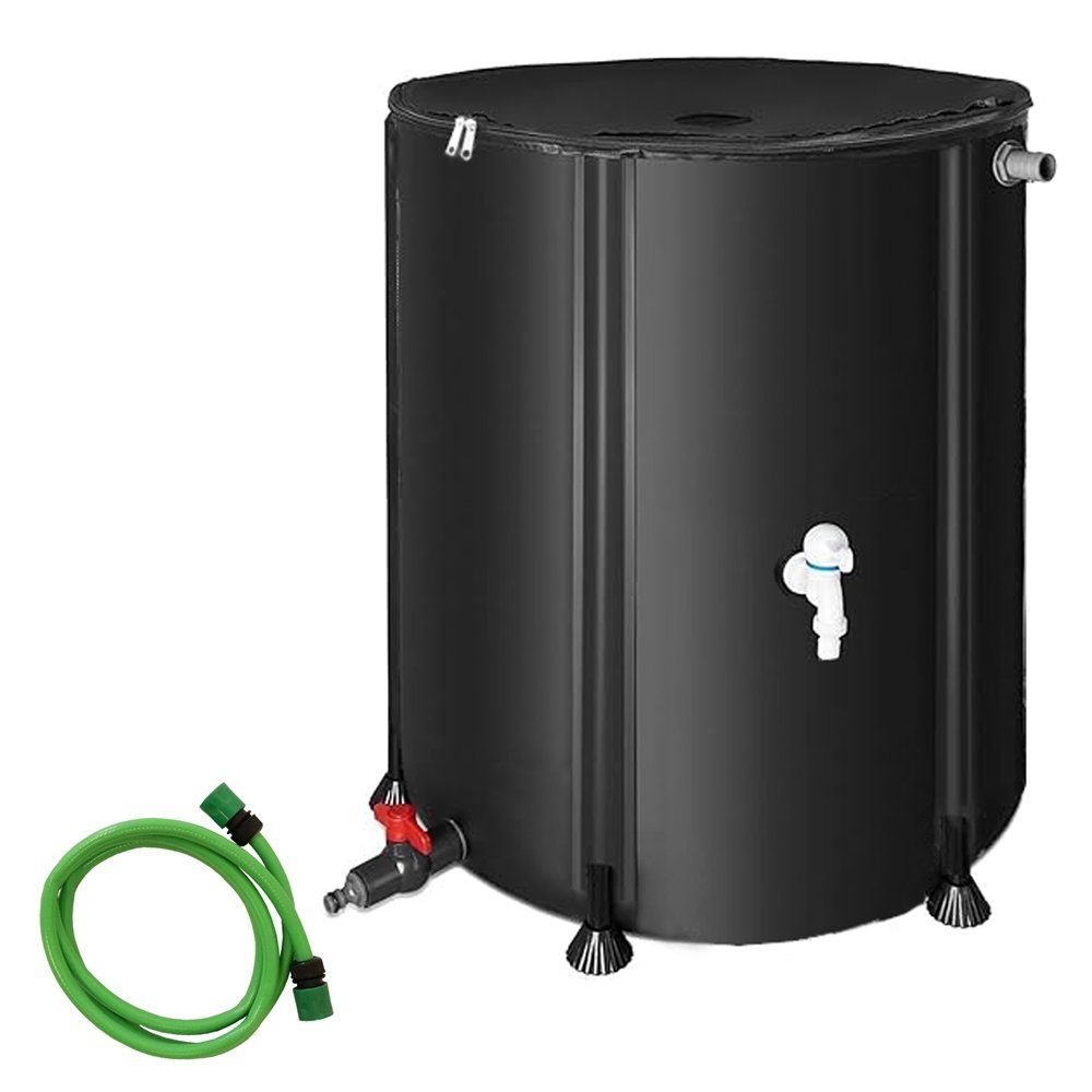 Mucola Regentonne Regenwassertonne faltbar Regenfass Wassertank Regenwassertank mit Hahn, 100 l, (Stück, Stück), inkl. 2 Meter Wasserschlauch mit Anschluss