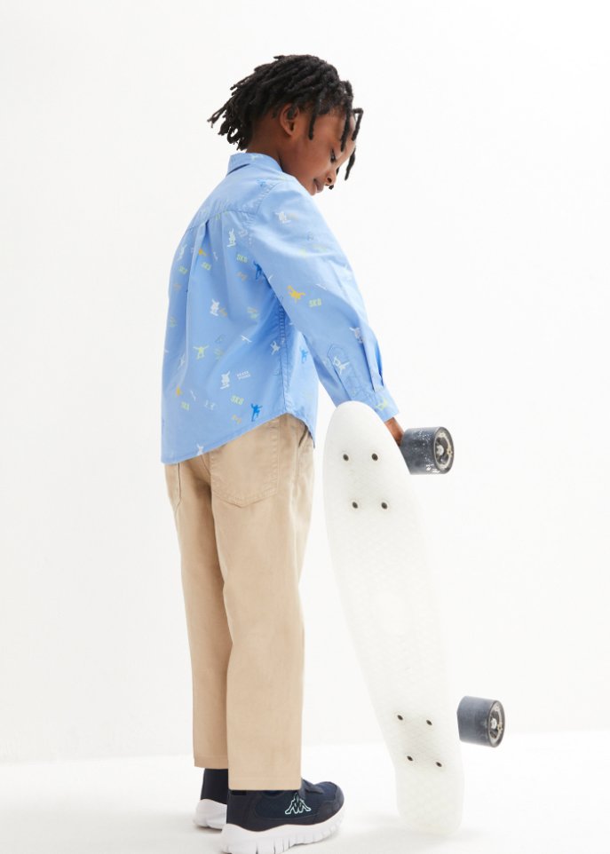 Jungen Langarmhemd bedruckt, Slim Fit