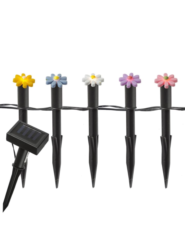 MARELIDA LED Solar Lichterkette Blumen 5 Beetstecker Gartenstecker H: 17cm in bunt günstig kaufen onesize