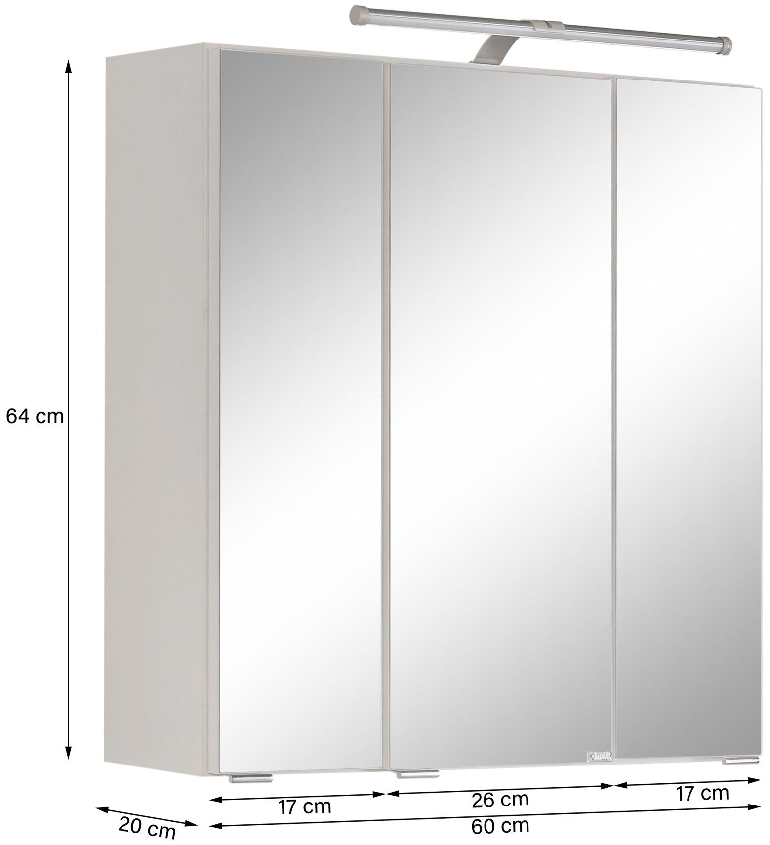 HELD MÖBEL Badmöbel-Set Avignon, (3-St), mit 3D-Spiegelschrank mit LED-Aufsatzleuchte