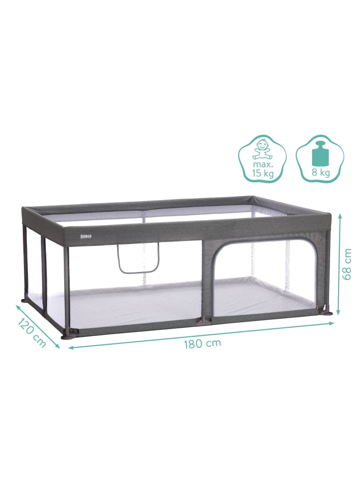 fillikid Laufgitter groß 180 x 120 cm Exklusiv in Grau günstig kaufen onesize