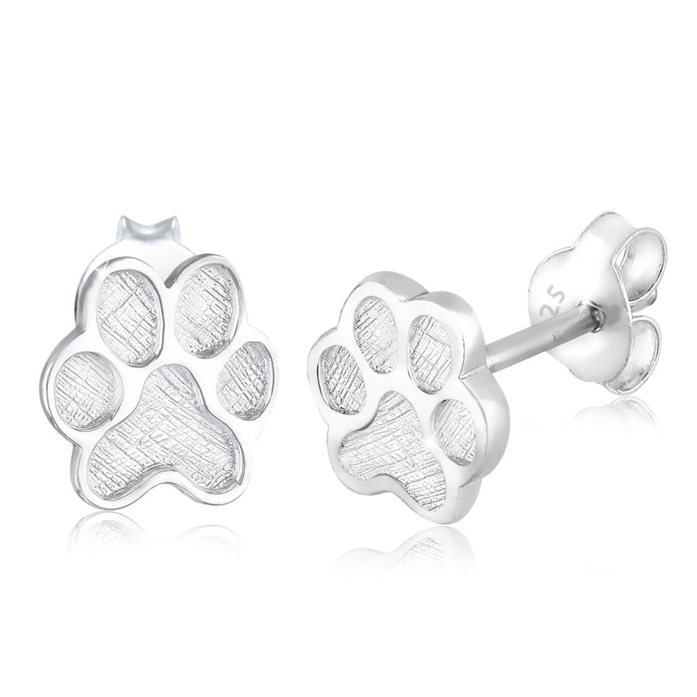 Elli Elli Boucles d'Oreilles Femmes Patte Empreinte Chien Chat en Argent Sterling 925 Boucles d'oreilles