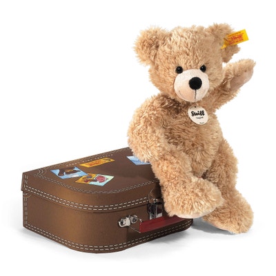 Fynn Teddybär im Koffer, 28 cm, beige