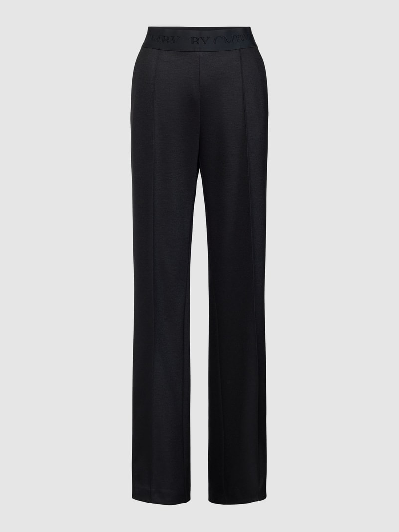 Stoffhose mit Logo-Bund in schwarz