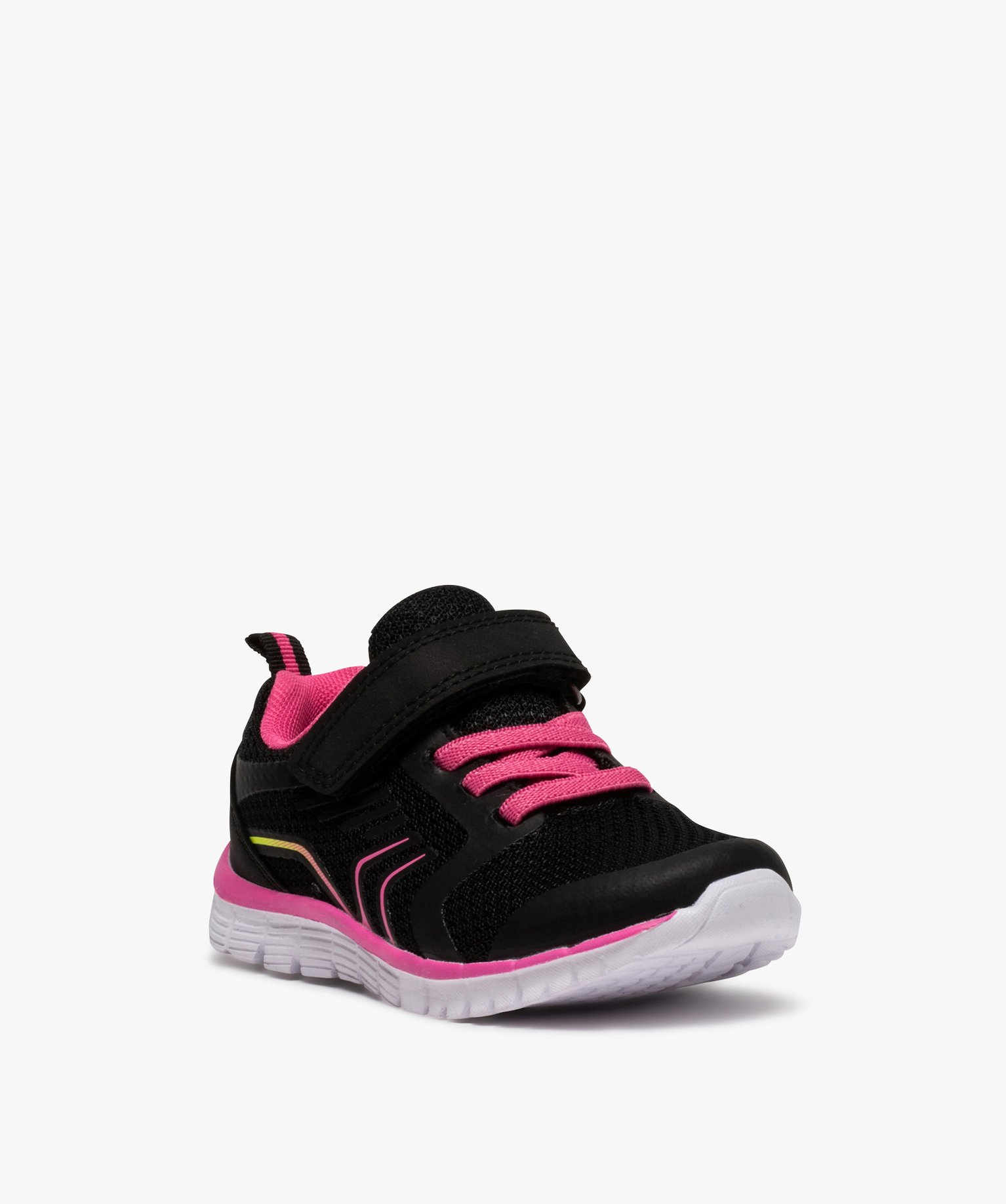 Baskets fille bicolores à lacets élastiques et scratch noir | GEMO
