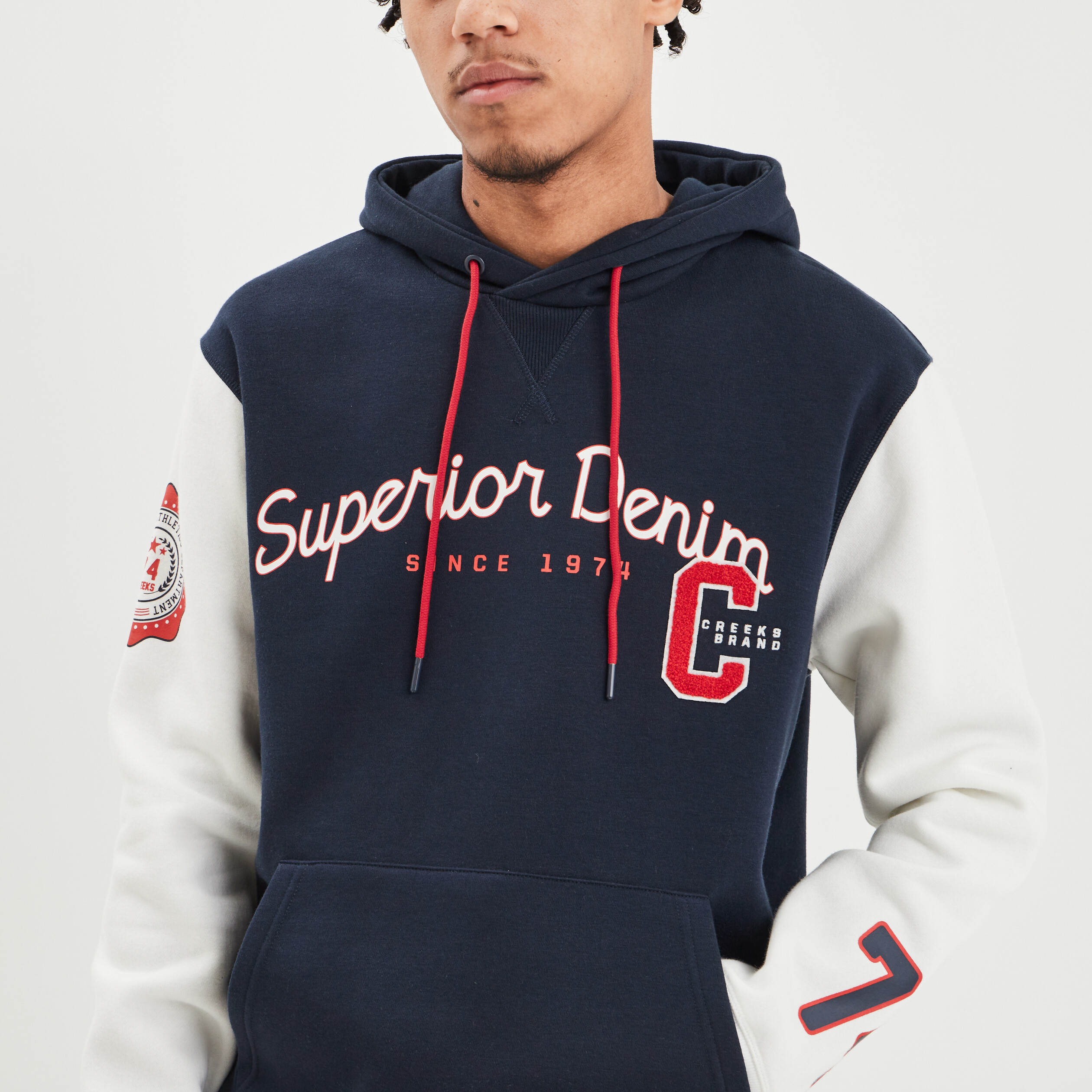 Sweat à capuche hoodie Creeks bleu marine homme | La Halle
