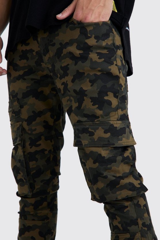 Skinny Camouflage Cargo-Hose