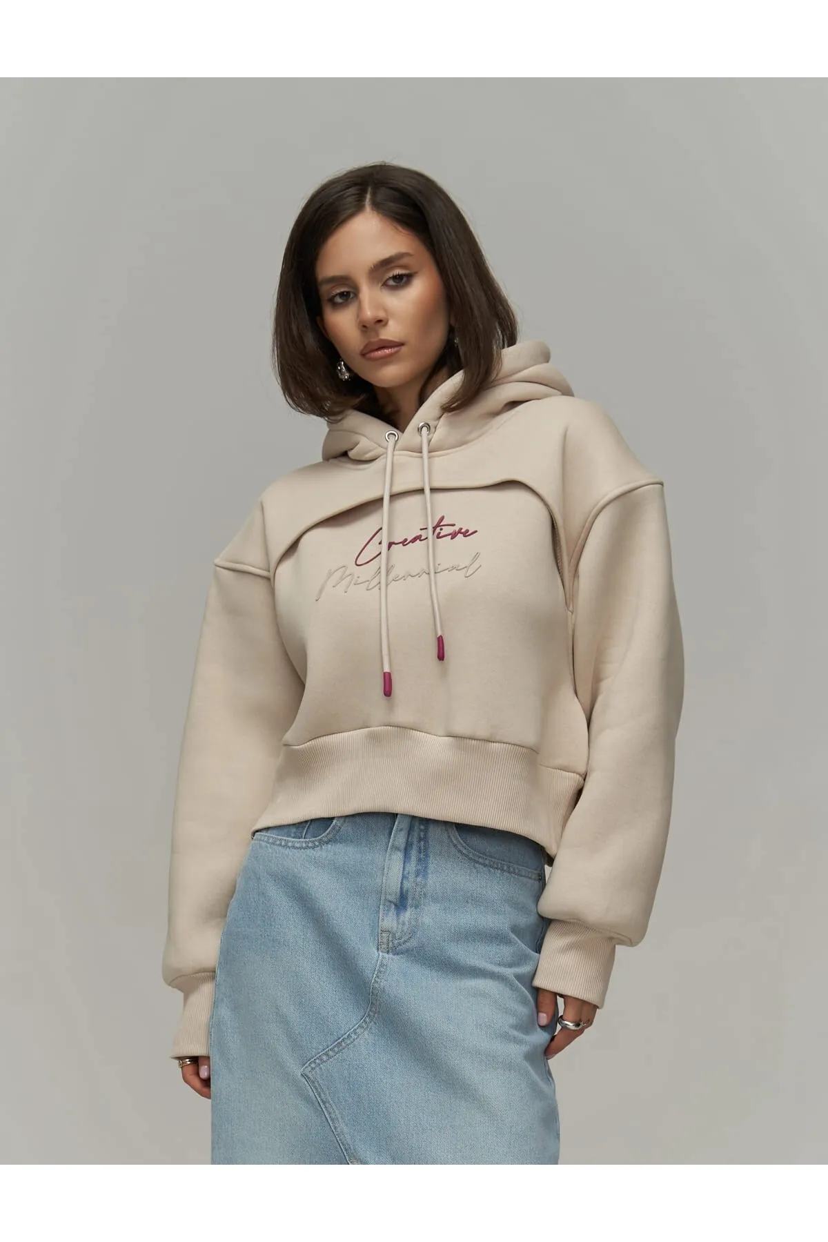 MAİ COLLECTİON  Kreatives Knochen-Crop-Sweatshirt
