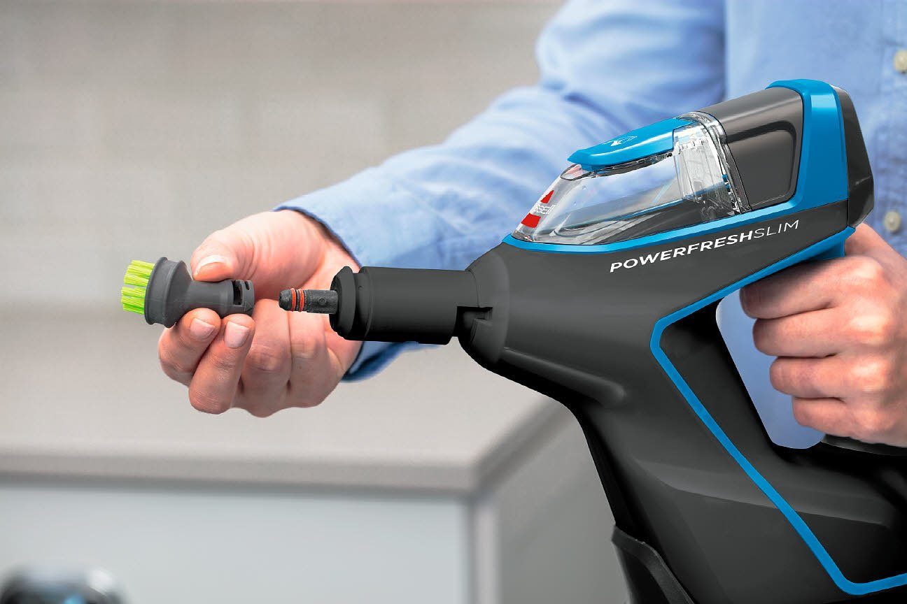 Bissell Dampfreiniger BISSELL PowerFresh SlimSteam, 1500 W, beutellos, inkl. Mop Pads und Aufsatzset