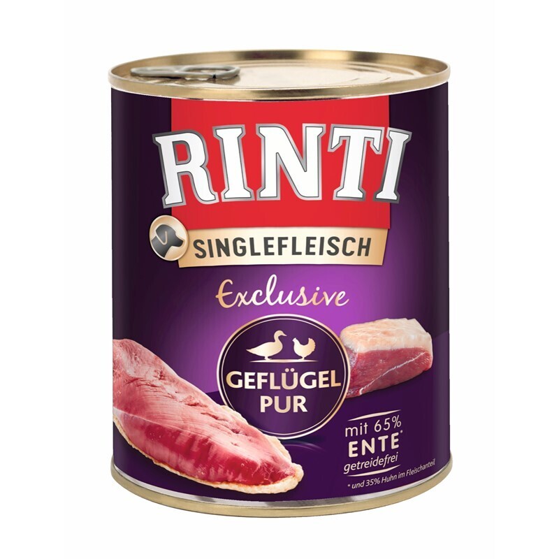 RINTI Hundenassfutter RINTI Singlefleisch Geflügel pur exclusive 24x800 g