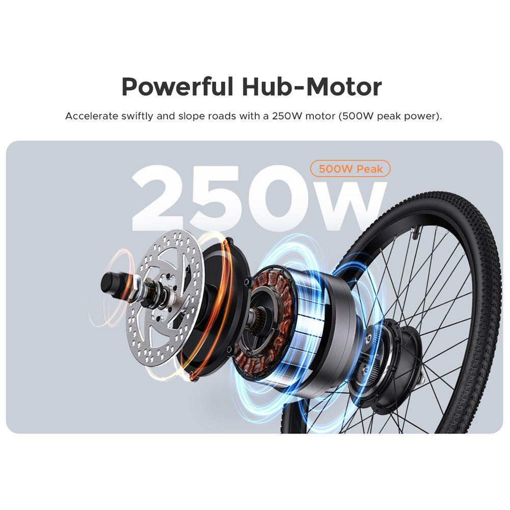 A Ade E-Bike 26-Zoll Elektro Mountainbike mit Aluminiumrahmen, 7 Gang SHIMANO Schaltwerk, Automatikschaltung, 250W Heckmotor, Akku Li-lon 36V17Ah /612wh