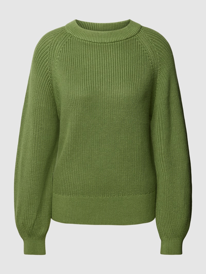 Strickpullover in unifarbenem Design mit Rundhalsausschnitt in grasgrün