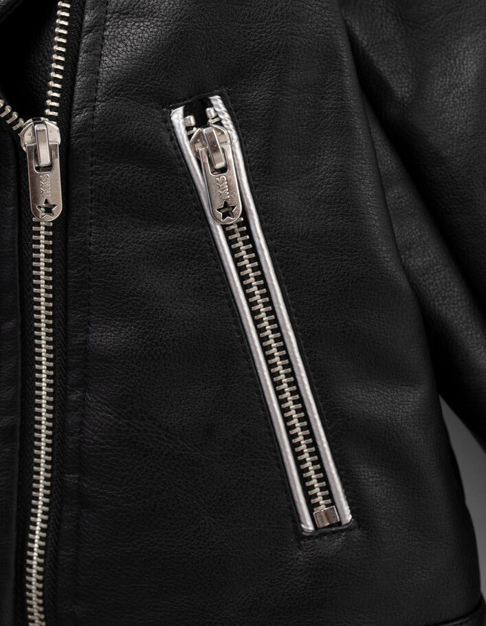 Blouson noir esprit motard ailes et clous dos fille