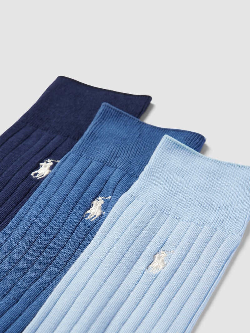 Socken mit Label-Stitching im 3er-Pack in blau