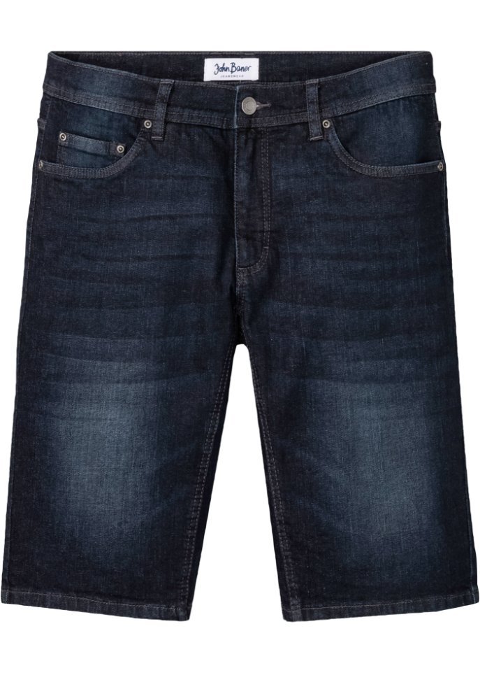 Stretch-Jeans-Bermuda mit verstärktem Schritt, Regular Fit