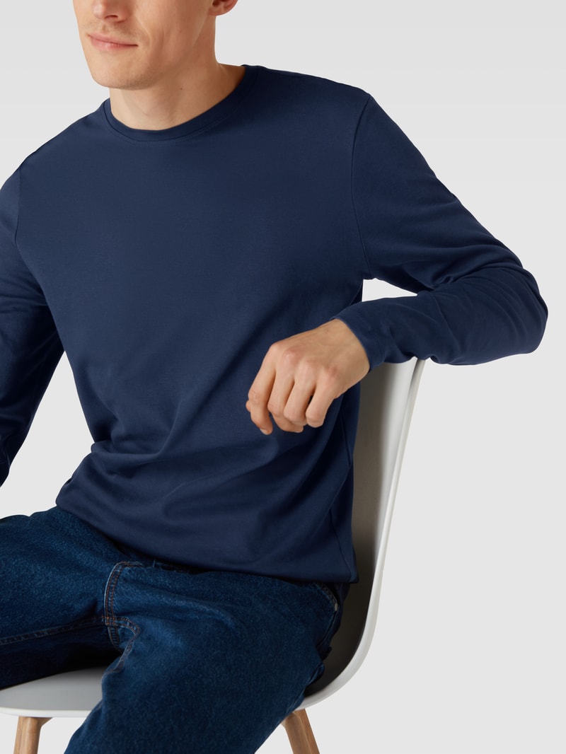 Longsleeve mit Rundhalsausschnitt in marineblau