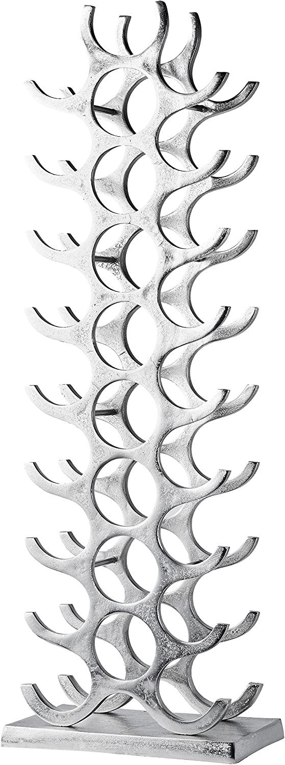 MichaelNoll Weinregal Weinregal Flaschenregal Flasche Aluminium Silber Luxus - Weinständer, Regal Modern aus Metall Raw - Flaschenhalter / Flaschenständer für Flaschen Sekt, Wein und Champagner - 101 cm XXL