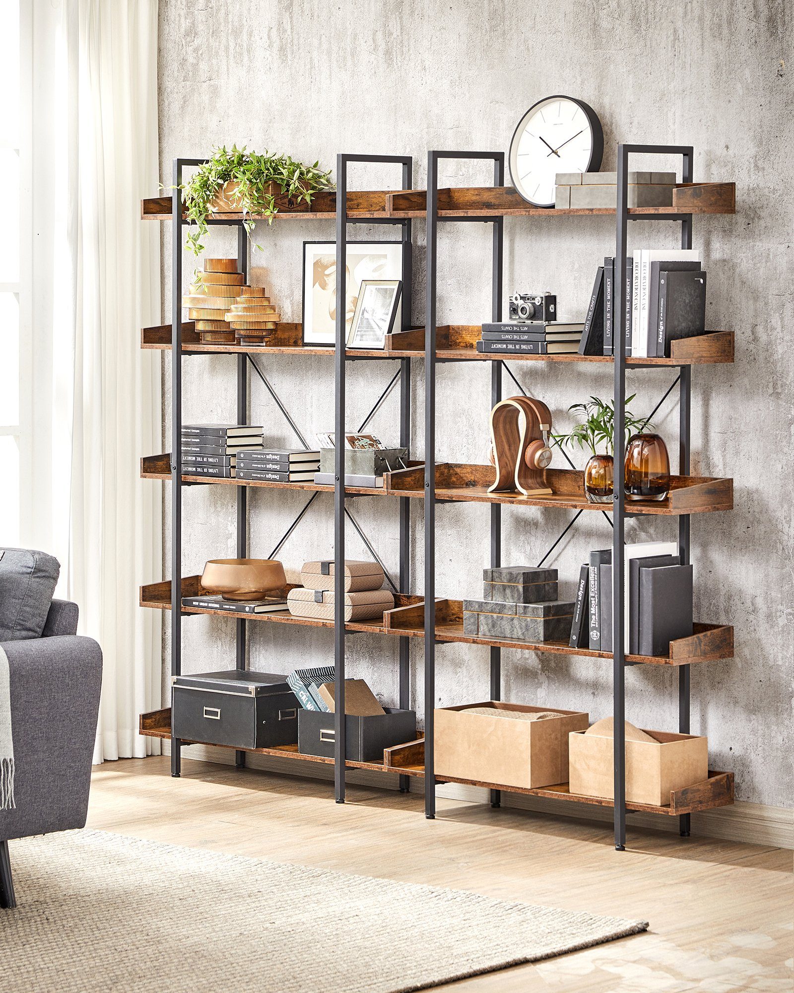 VASAGLE Bücherregal Leiterregal, Leiterregal, Standregal, mit 5 Ebenen