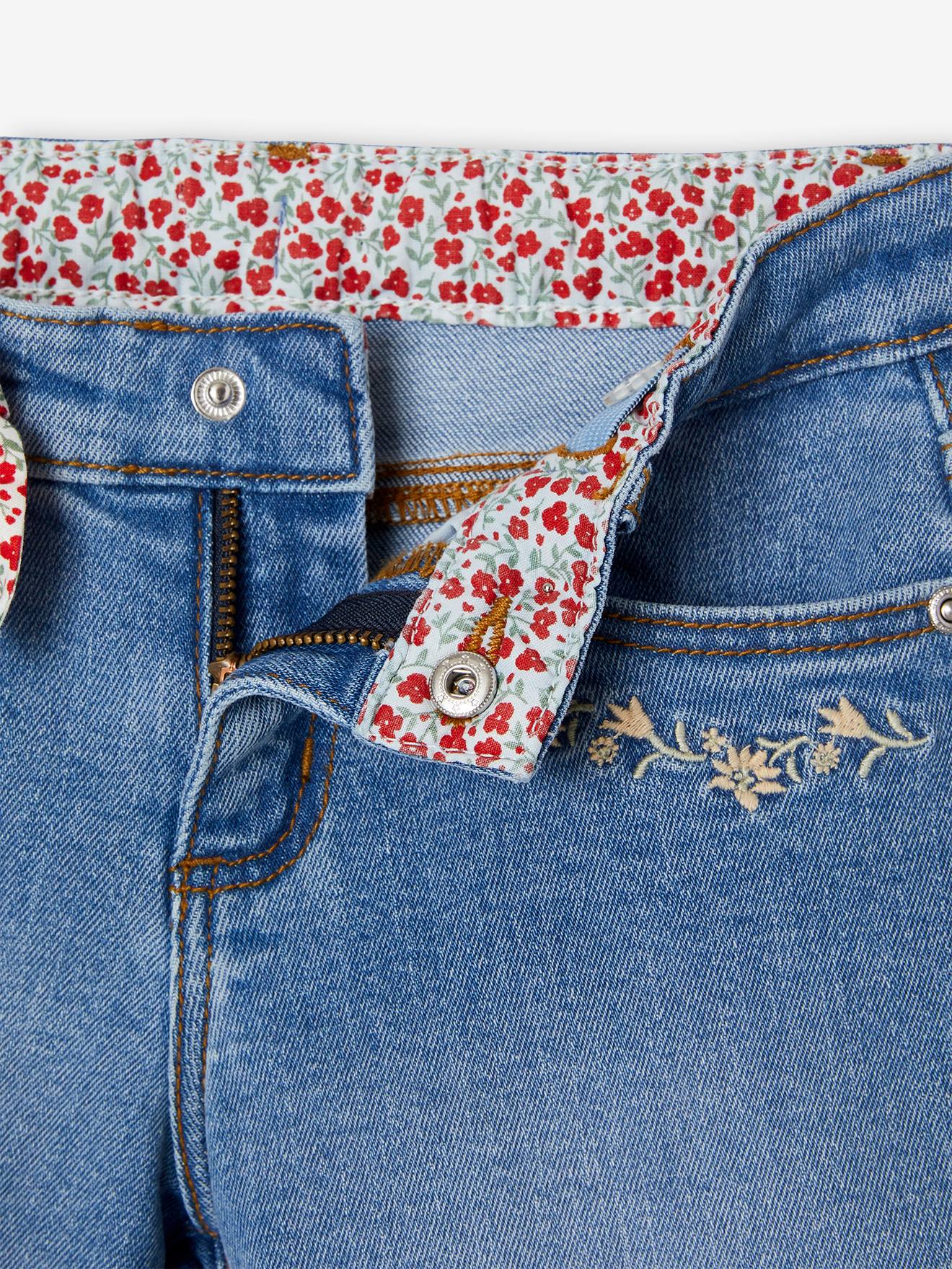 Vertbaudet Bestickte Mädchen Jeans-Shorts Oeko-Tex - blue stone