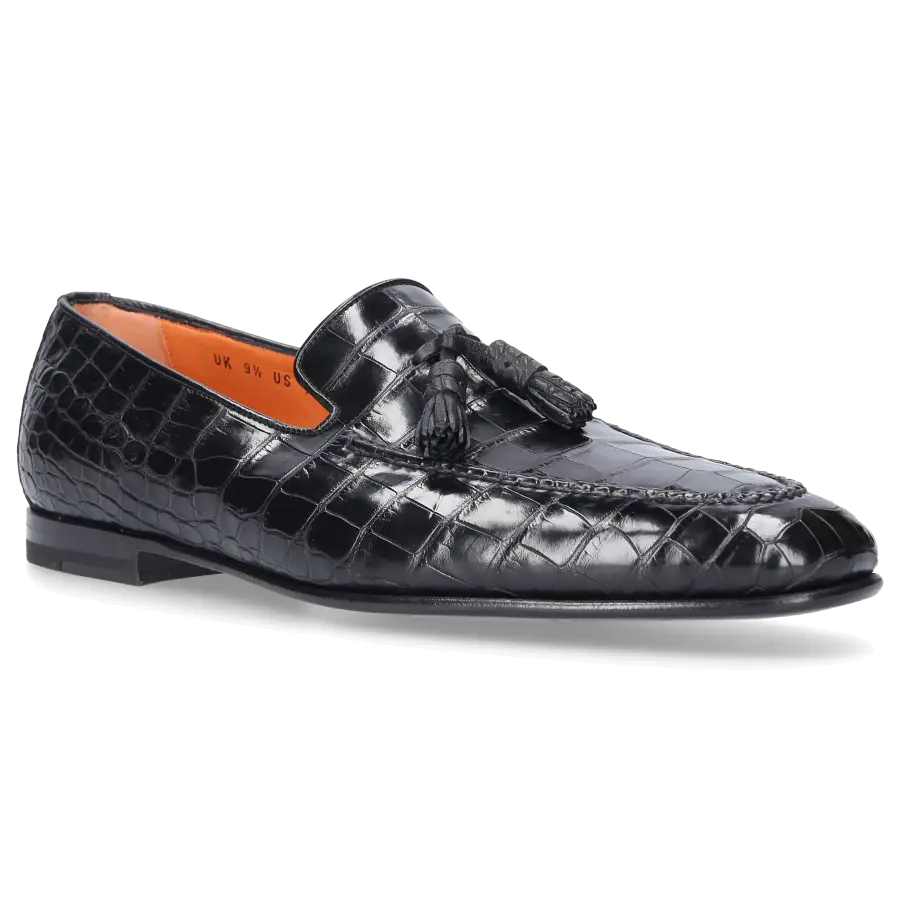 Santoni - Loafer 15608 Krokodilleder - schwarz