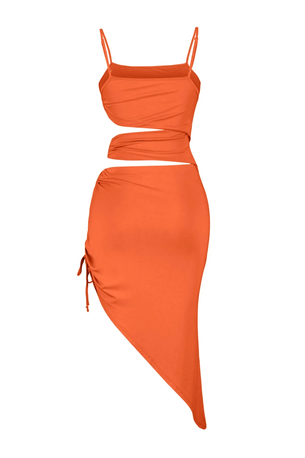 Trendyol Collection  Orangefarbenes, tailliertes, gestricktes Mini-Strandkleid mit Ausschnitten/Fenstern TBESS23EL00159