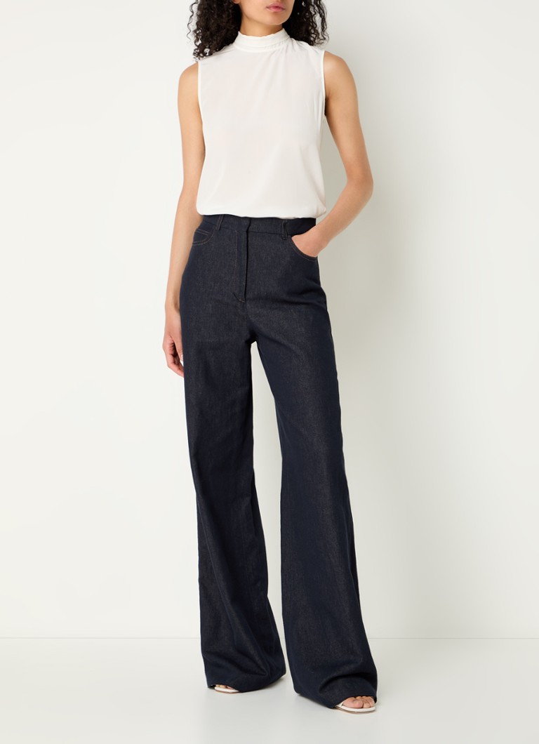 MaxMara Lira αμάνικο μεταξωτό τοπ με γιακά και φουλάρι