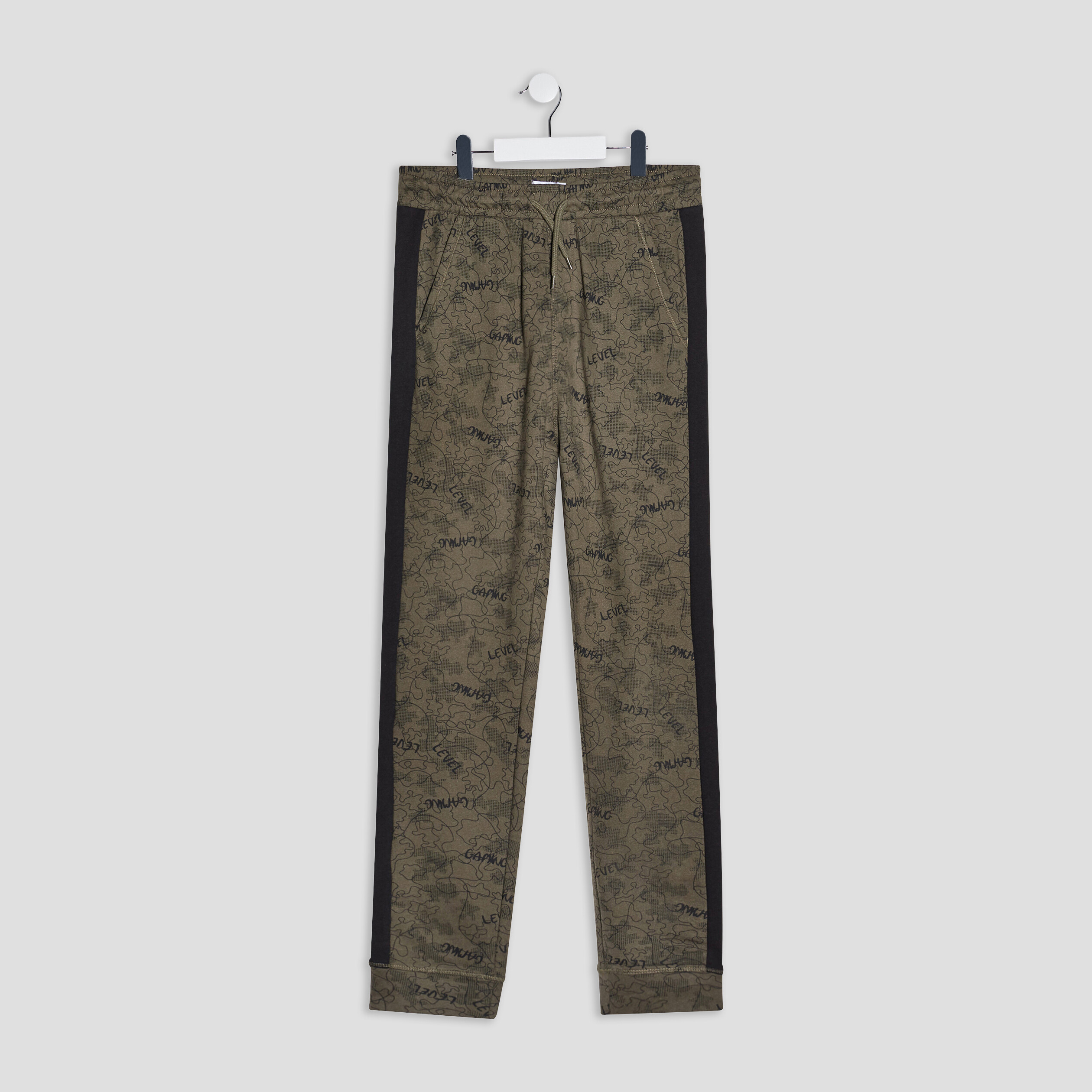 Pantalon jogging avec bandes côtés vert kaki homme | La Halle