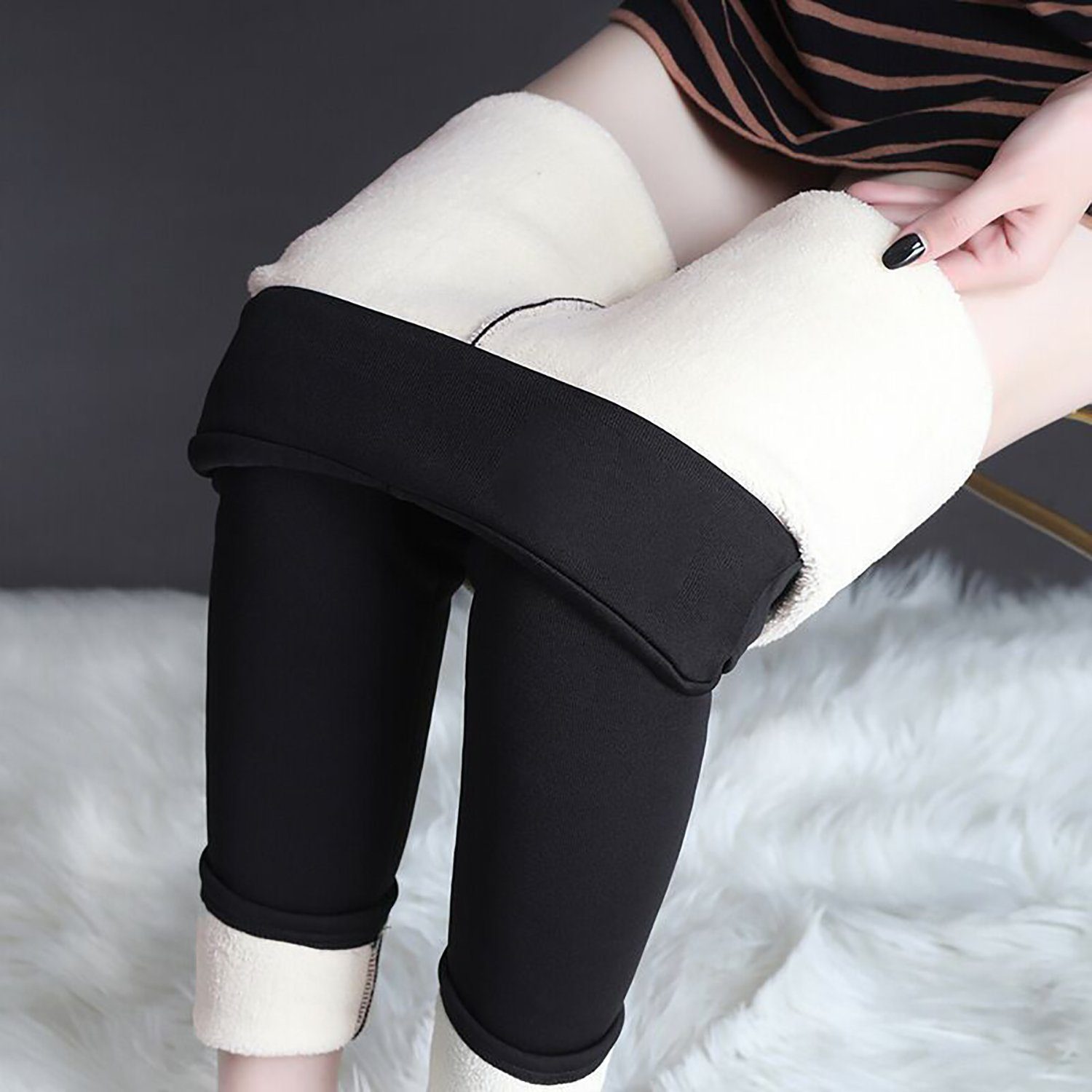 TOPMELON Thermoleggings Gefütterte Thermohose High Waist Warm Strumpfhose