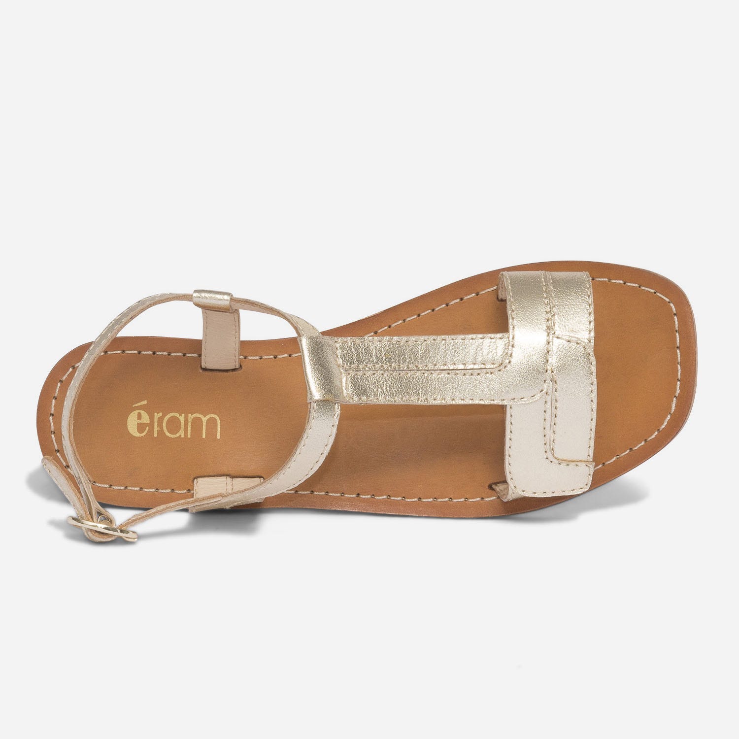 Sandale dorée en cuir