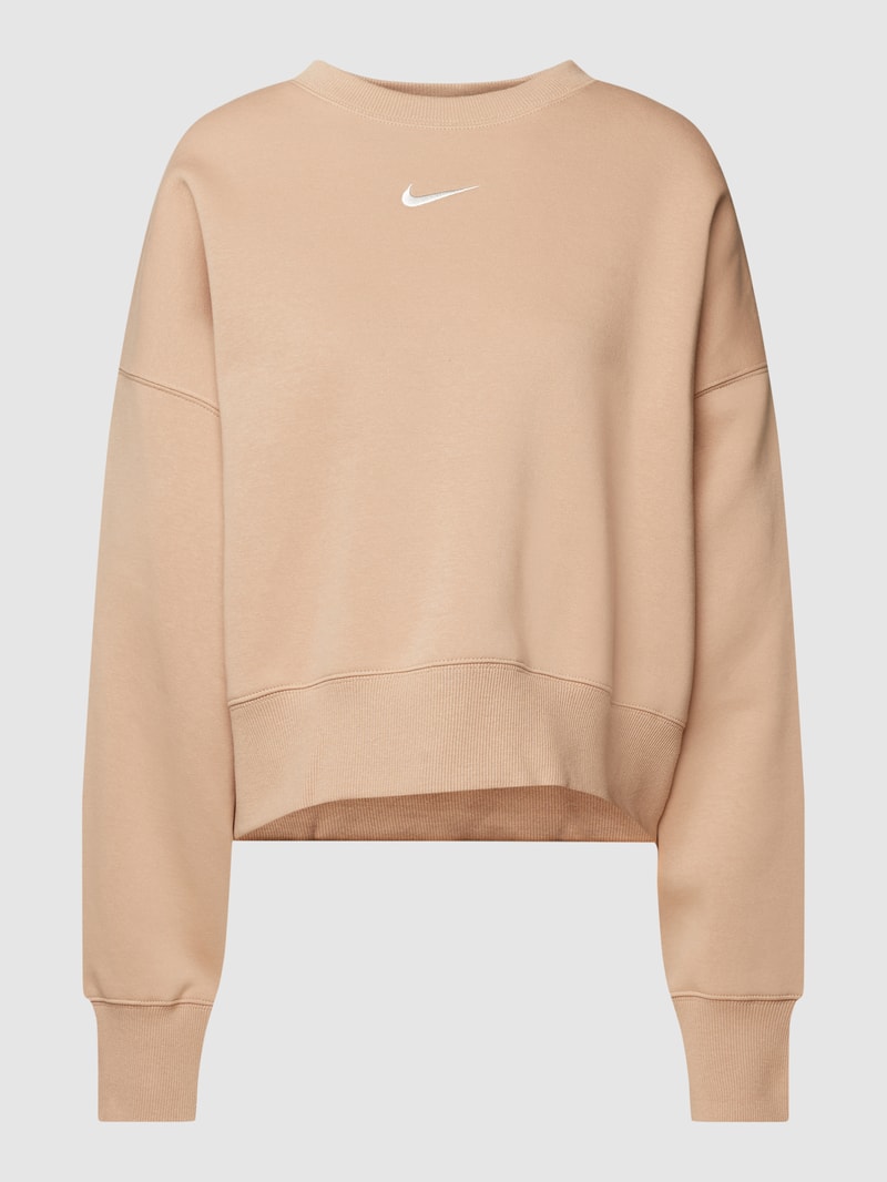 Sweatshirt mit Logo-Stitching in haselnuss braun