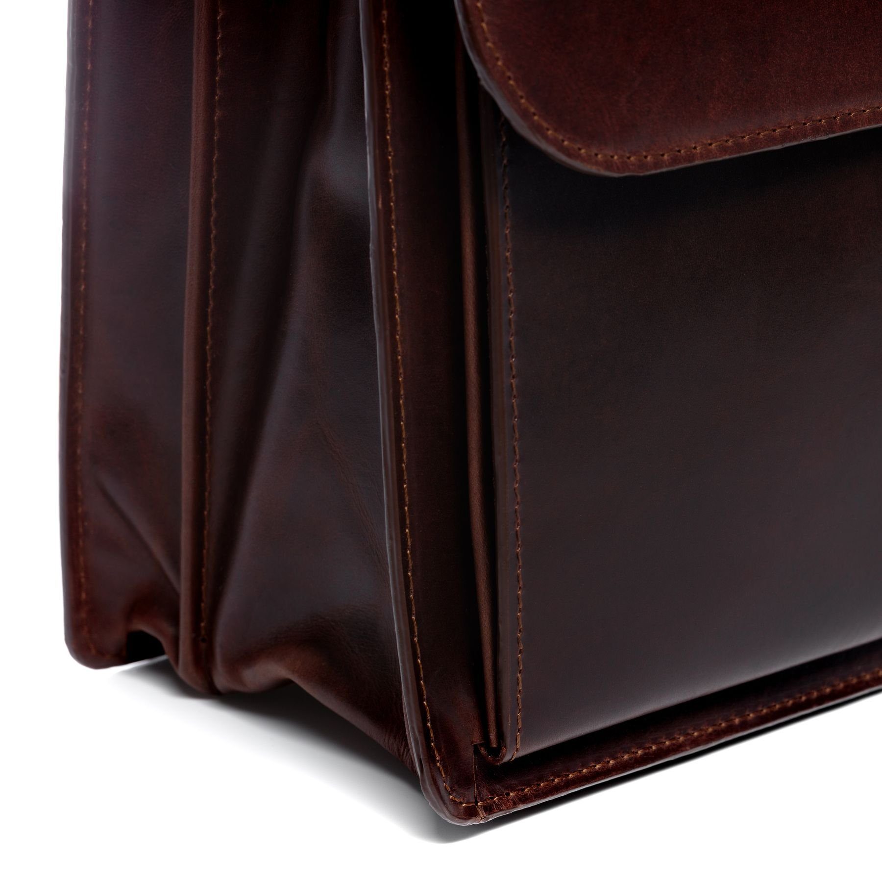 FEYNSINN Laptoptasche Leder Businesstasche Herren EMILIO, Laptoptasche 15,4 Zoll, Aktentasche Echtleder Herren braun-cognac