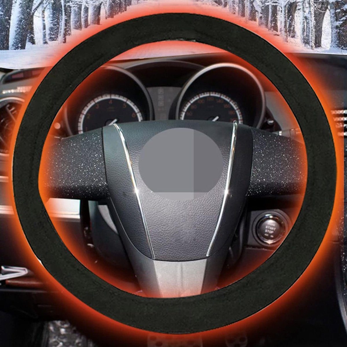 flowgoer Lenkradbezug Beheizte Auto-Lenkradabdeckung: gemütlich und warm, Innenzubehör, Idealer Komfort – Hält Lenkrad warm, perfekt als Geschenk