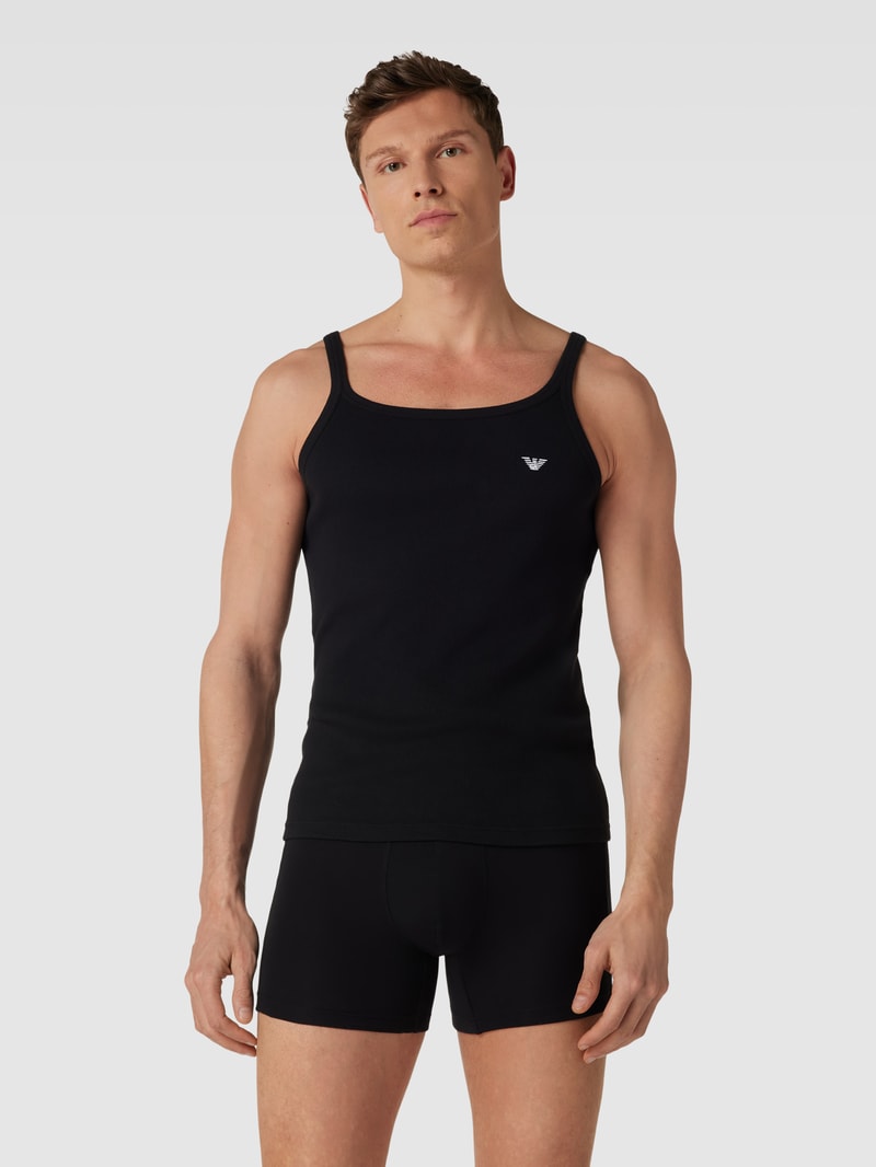 Top mit Logo-Stitching in schwarz
