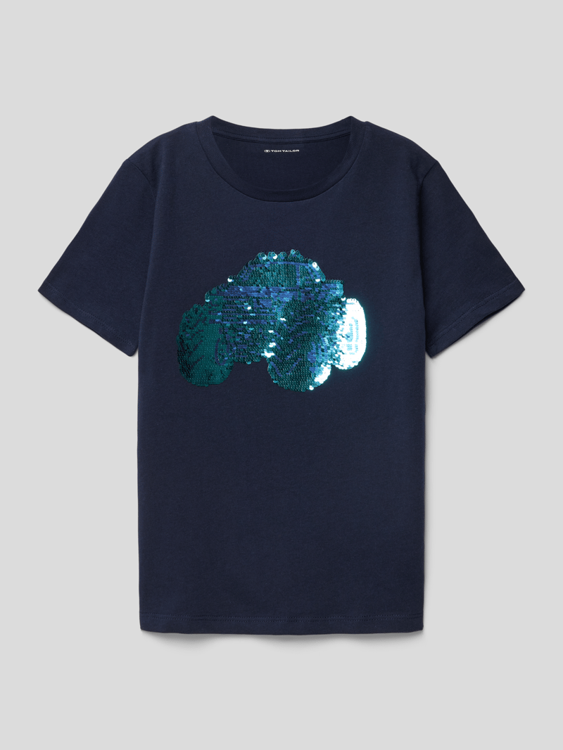 T-Shirt mit Motiv-Print in marineblau