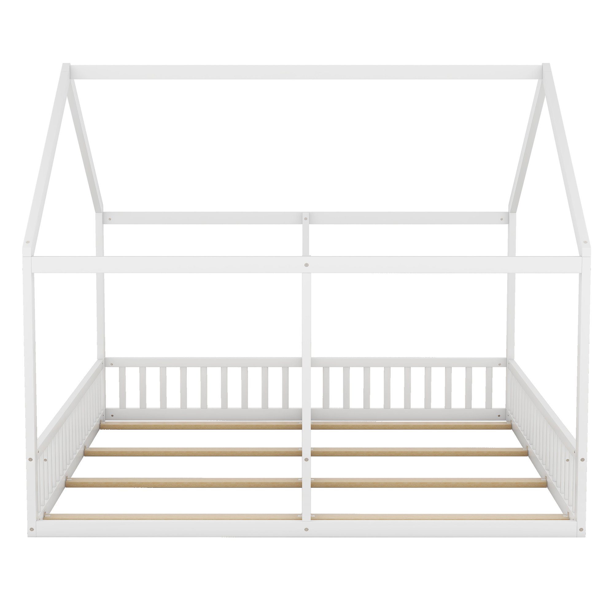 WISHDOR Kinderbett Funktionsbett Holzbett Einzelbetten, 2-in-1-Betten (flache Betten, Hausmodelle, 2-in-1-Betten), ohne Matratze