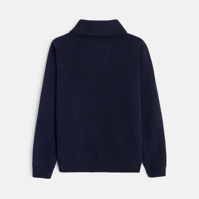 Gilet boutonné col châle bleu garçon