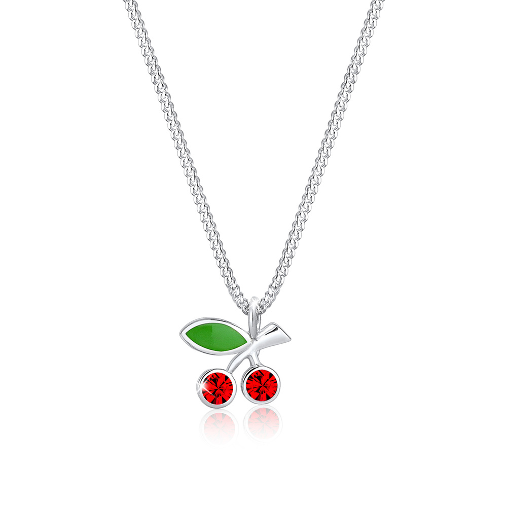 Elli Elli Collier Cerise Pendentif avec Cristaux Mignon Collier Enfants - (925/1000) A collier