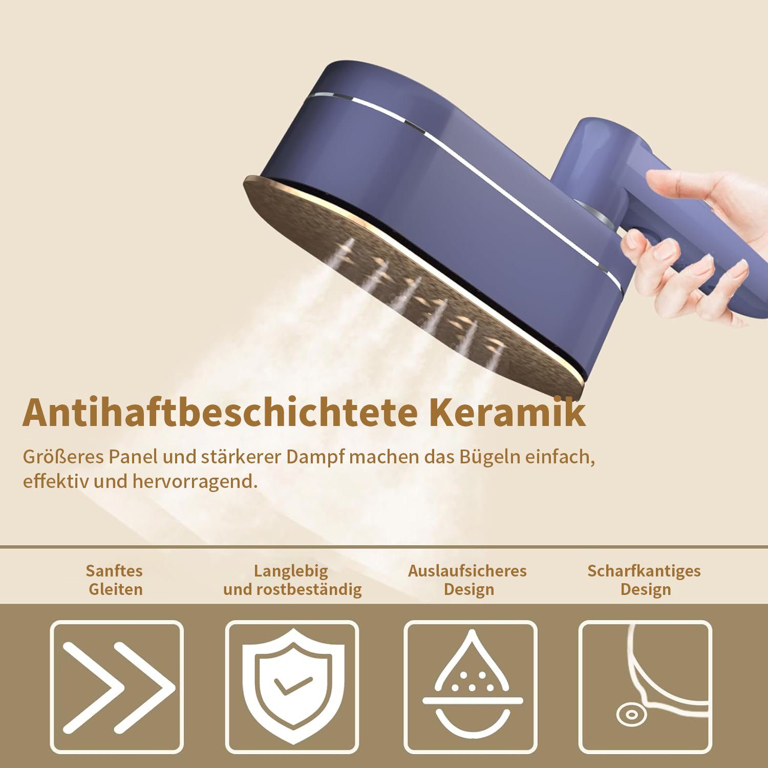 JOEAIS Reise-Dampfbügeleisen Reise Bügeleisen Mini Kabellos Dampfbügeleisen Klein 1200W 120ML, LED Display 20s Quick Heating Iron Steamer für Zuhause und Unterwegs