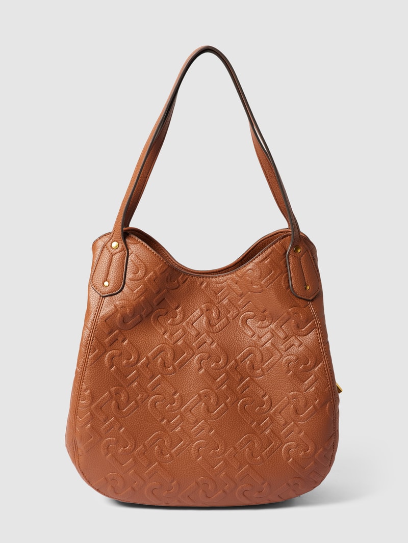 Hobo Bag mit Label-Details Modell 'ADONIDE' in cognac