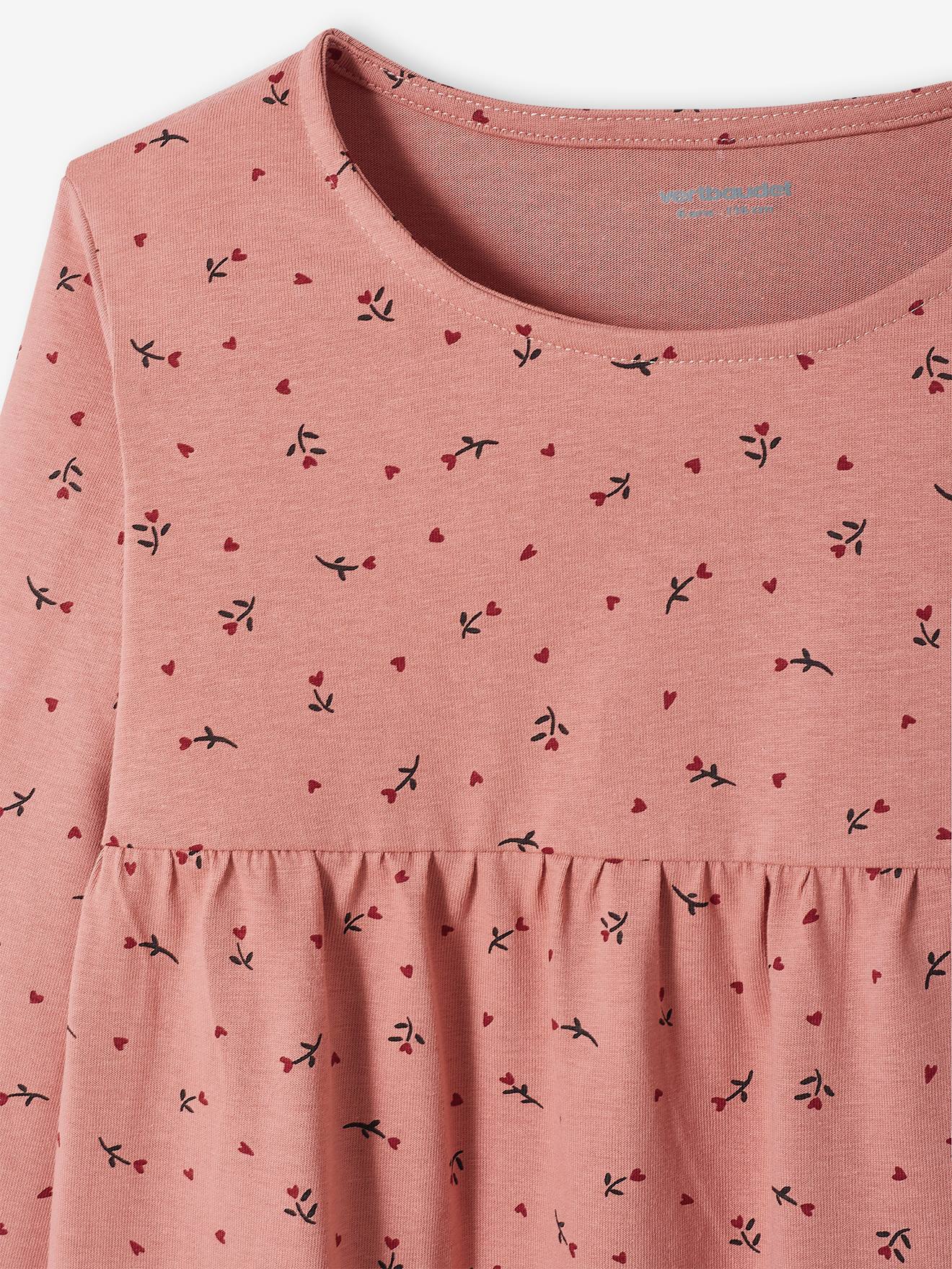 Ensemble fille cardigan et robe imprimée fleurs encre imprimé