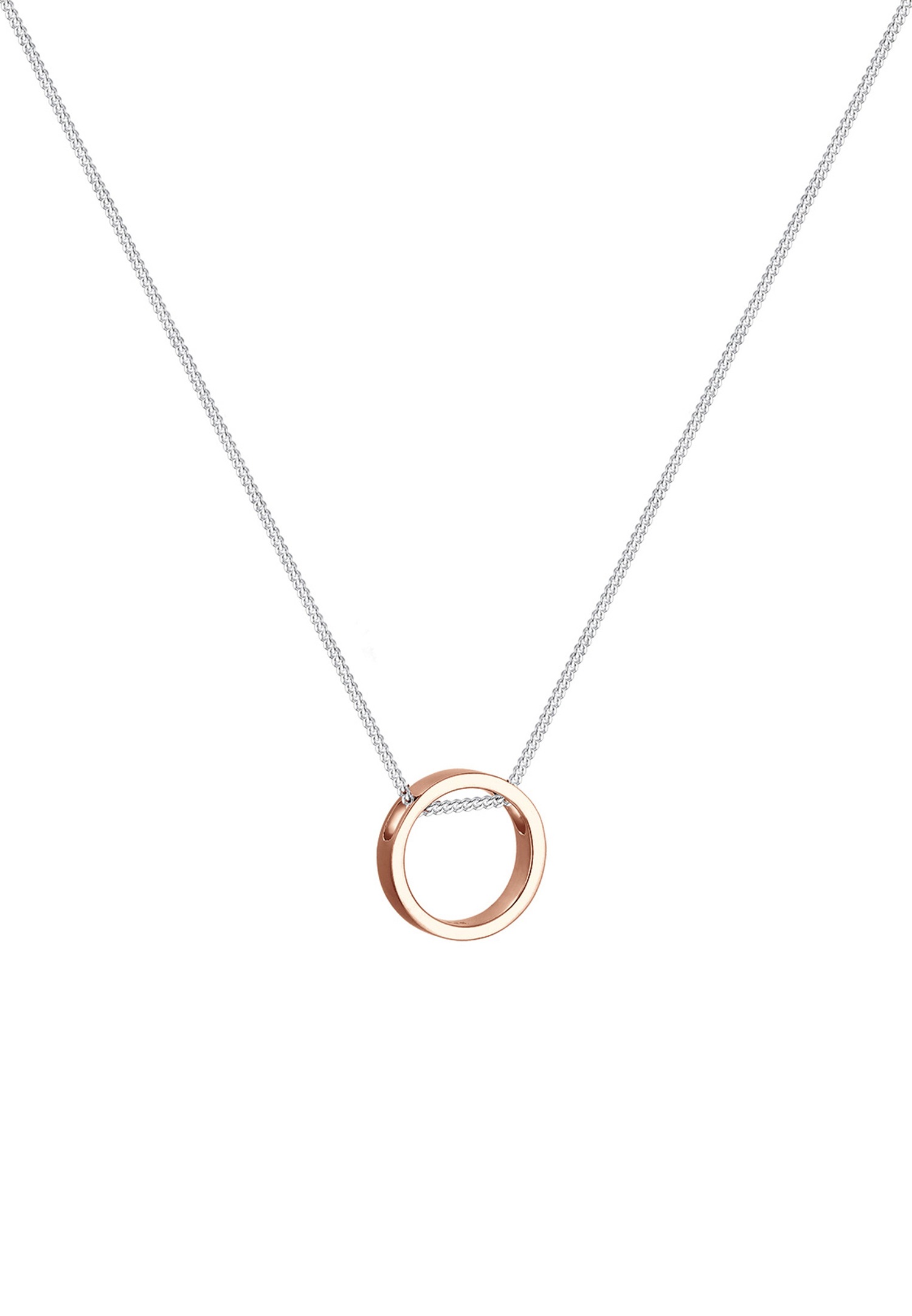Colgante Elli para mujer, sencillo, bicolor, circular - Plata (925/1000)