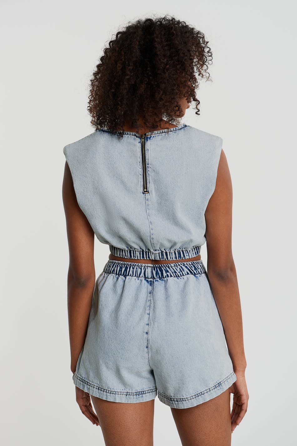 Sleeveless denim top